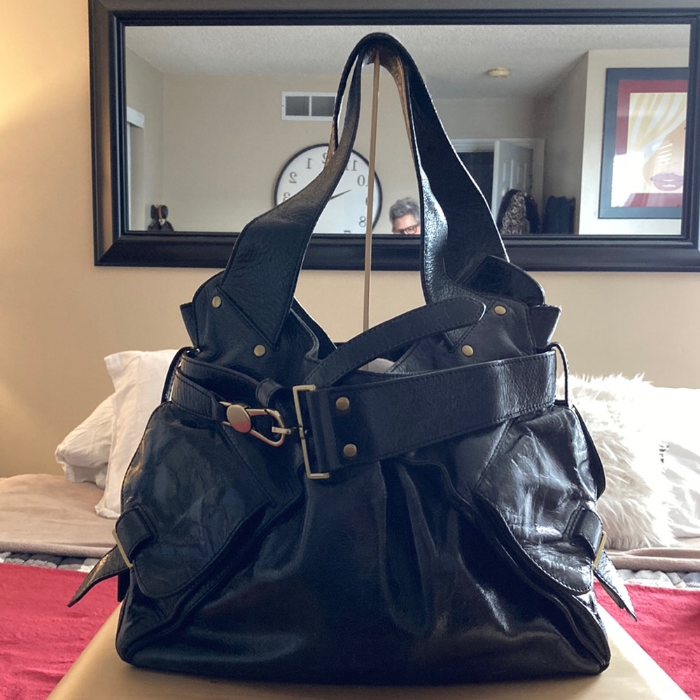 Kooba Jacinda Distressed Leather Belted Satchel